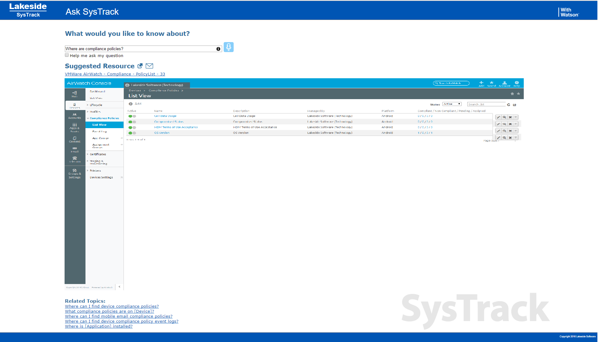 Einführung von Ask SysTrack für AirWatch