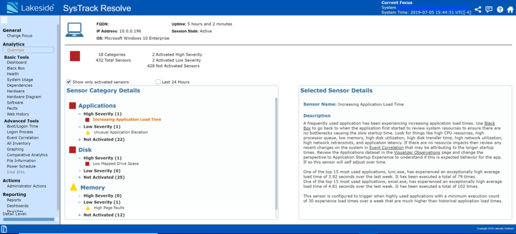 Sensor payloads screenshot