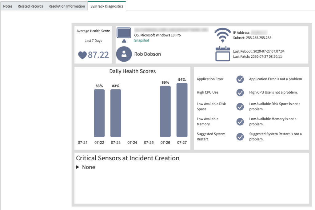 ServiceNowsensors