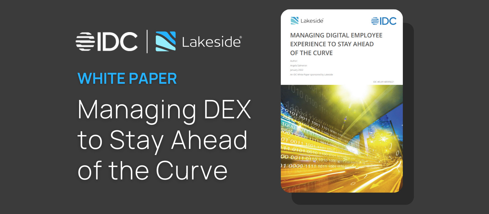 Graphic for the IDC/Lakeside white paper, Managing Digital Employee Experience to Stay Ahead of the Curve.