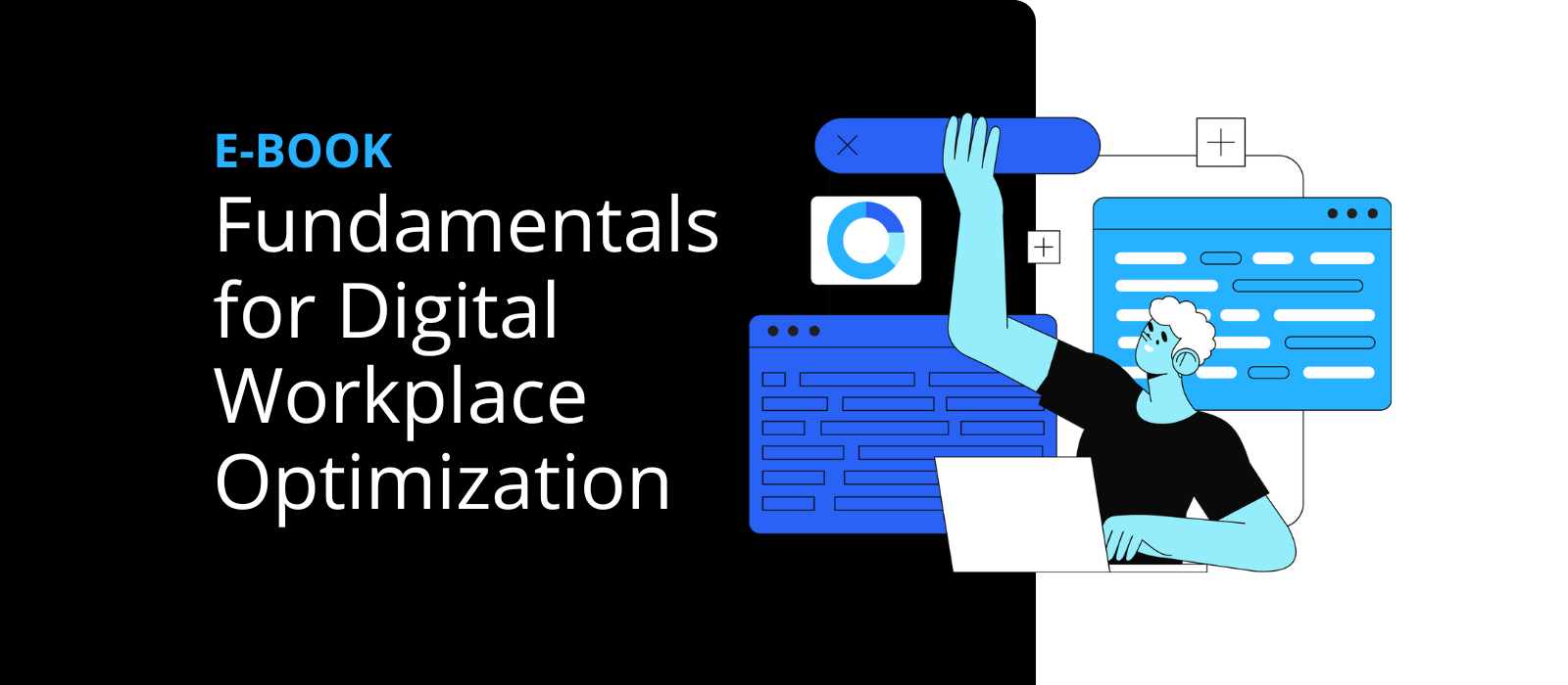 Graphic illustration for the e-book "Insights into Optimizing Digital Workplaces."