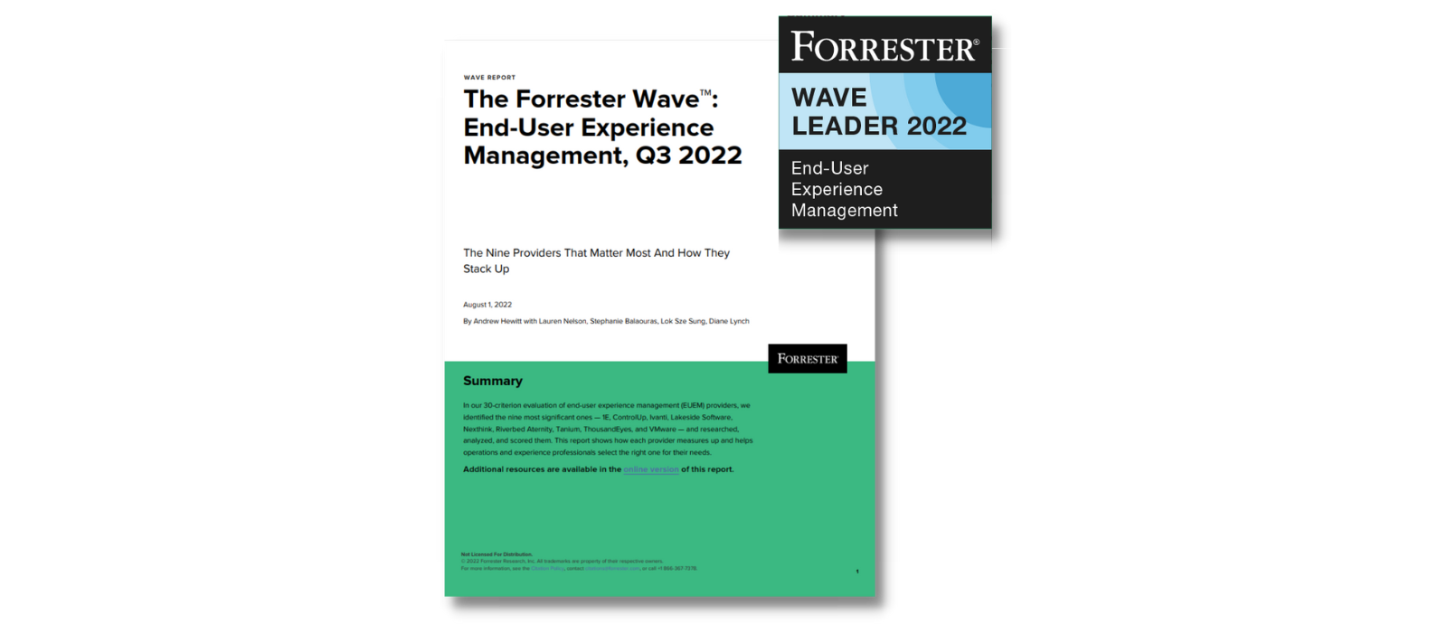 Cover image for The Forrester Wave: End-User Experience Management, Q3 2022 report.