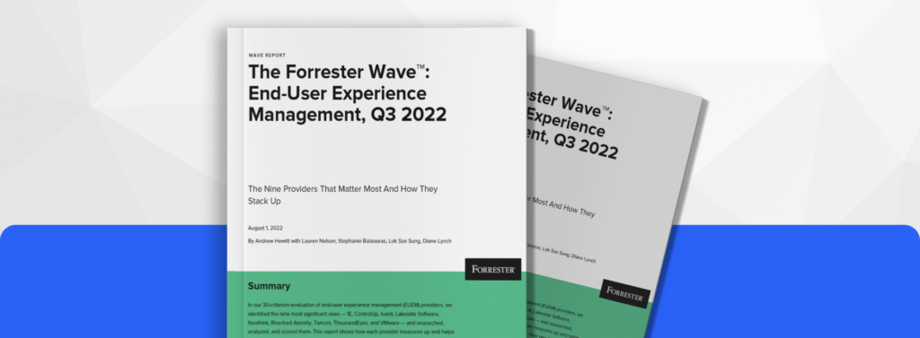 Graphic illustration showing a mockup of the Forrester Wave report.