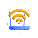 A wifi icon above a router