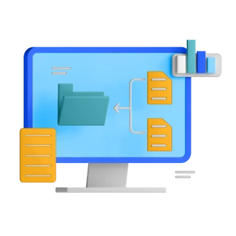 Computer screen with folder icon representing file storage