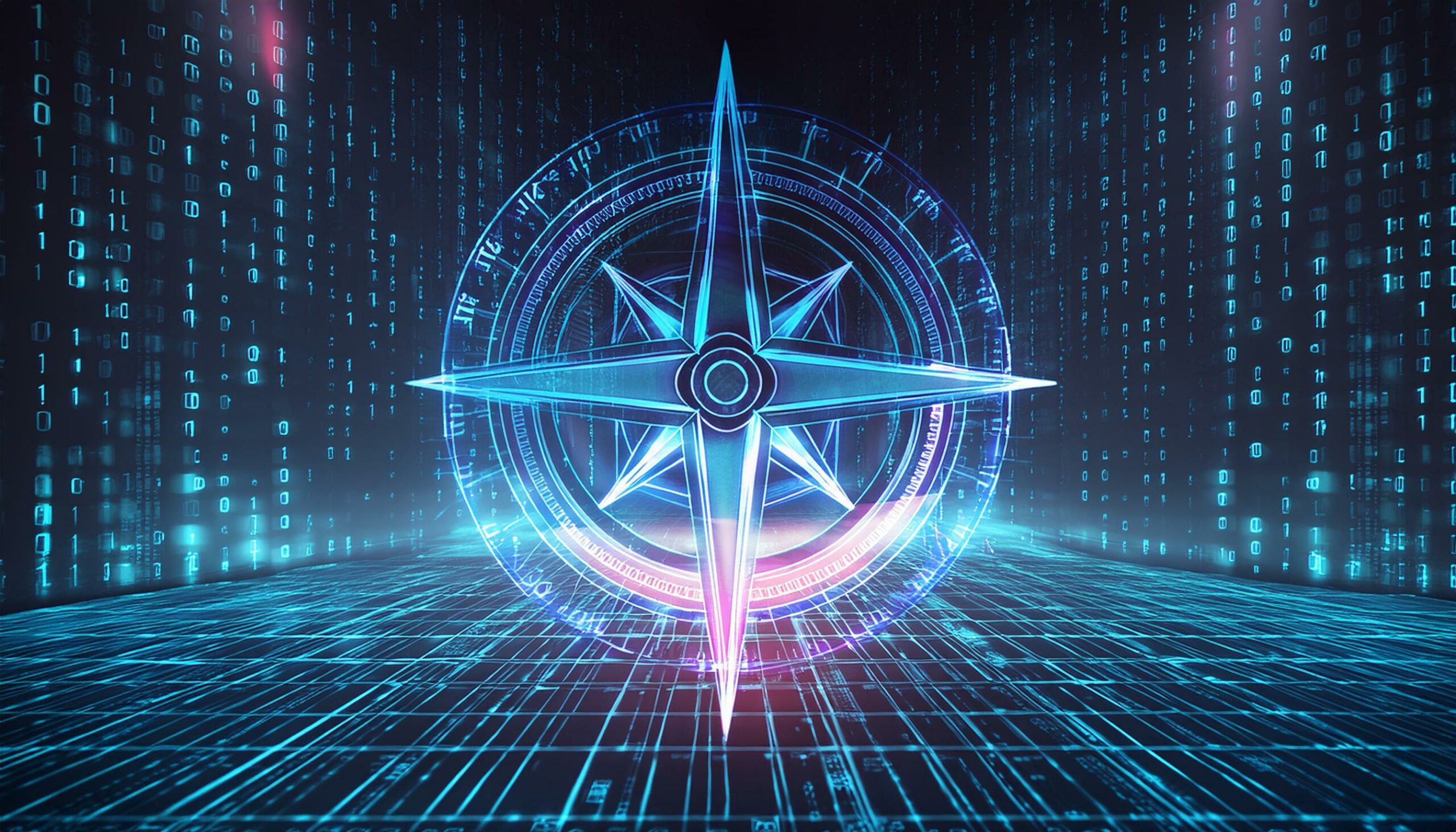 Digital ai ethics compass responsible use cyber virtual hologram holographic projection 3d background wallpaper trustworthy